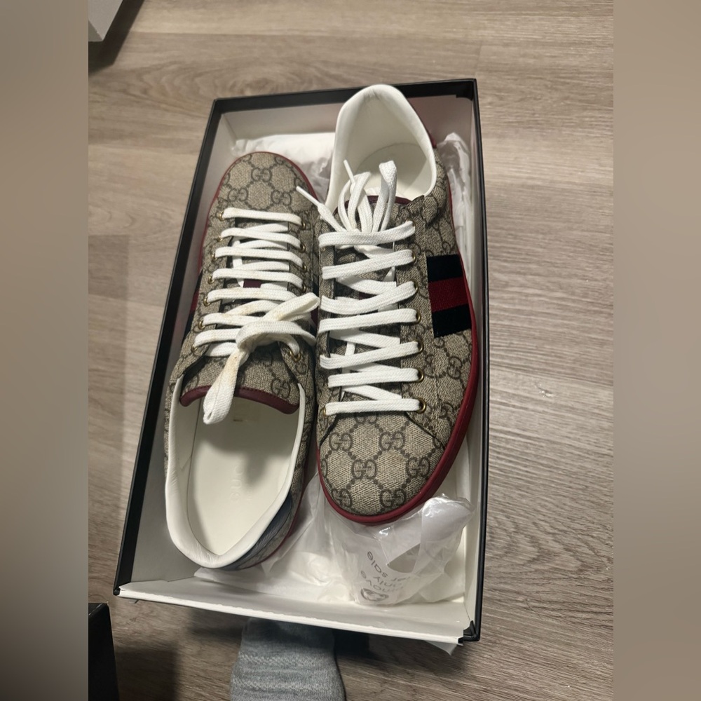 Gucci Beige and Red Sneakers